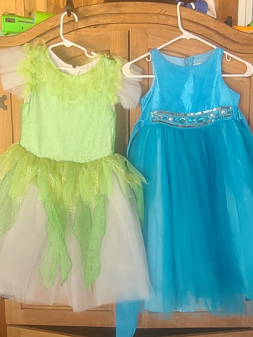Bundle of 2 Girls Costumes Princess Pageant & Green Fairy Size 6 & 8